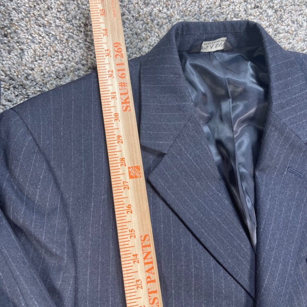 Jos A Bank Mens 43R Blazer Navy Blue Pinstripe Wool Cashmere 3 Button Jacket - Picture 6 of 9